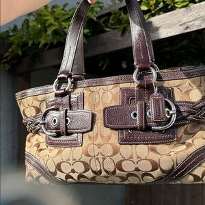 Coach Signature Jacquard East West Bag #05089